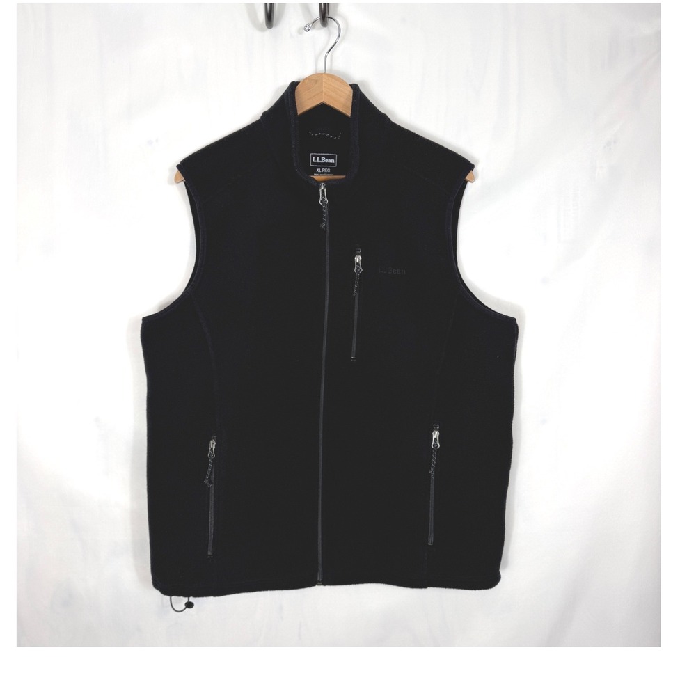 LL Bean All Access Fleece Vest Mens XL Black  Polartec Full Zip Pocket‎ 284628